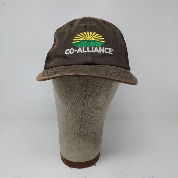 Co-Alliance Mens Hat Meshback Strapback Brown OSFA Embroidered Logo Farmer - Picture 2 of 11